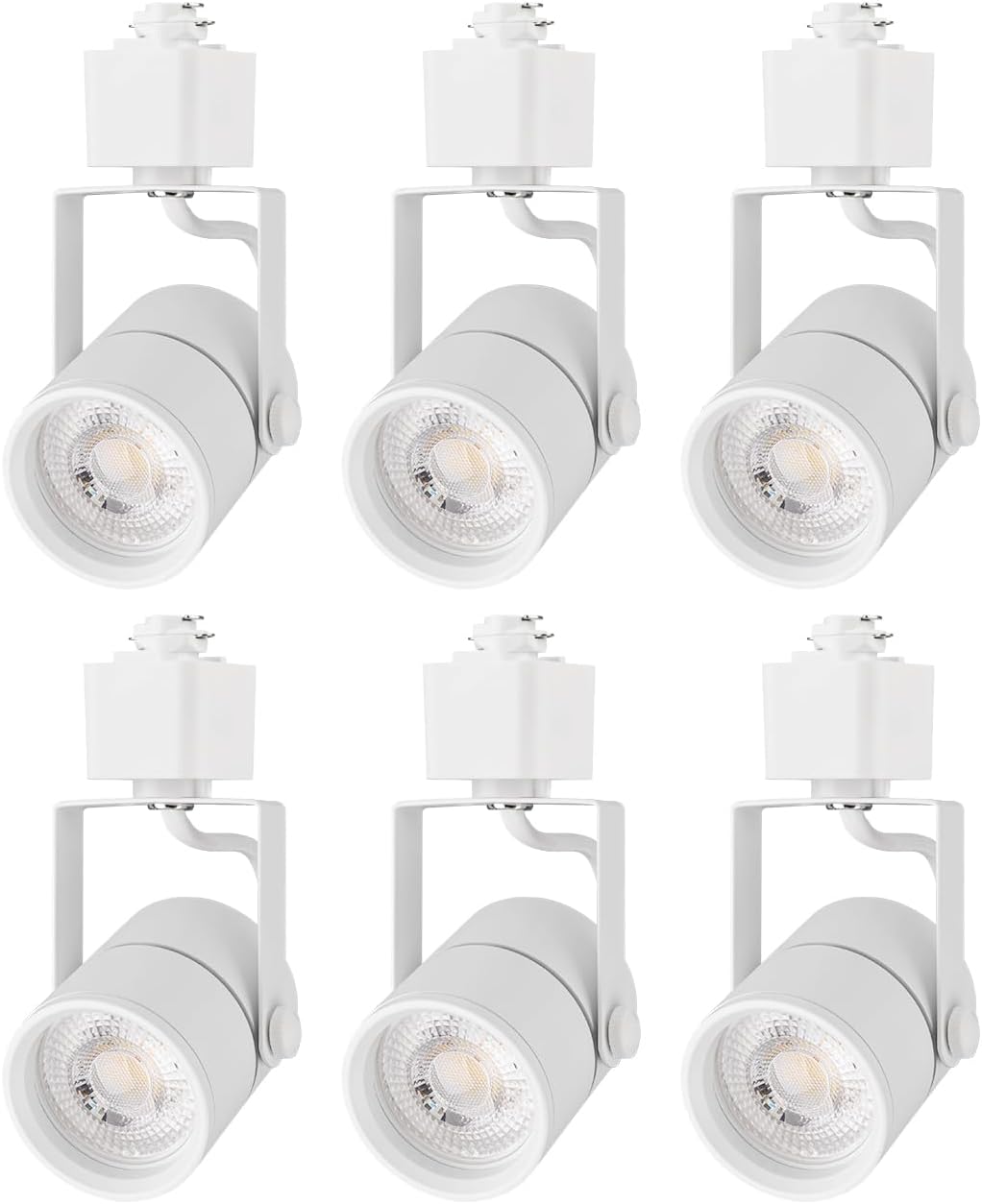 mirrea Bulb Replaceable LED Track Lighting Heads for White H Type Rail Cylinder Ceiling Spotlight with 8W GU10 Bulb 90 CRI 3000K Warm White 38° Beam Angle Pack of 6