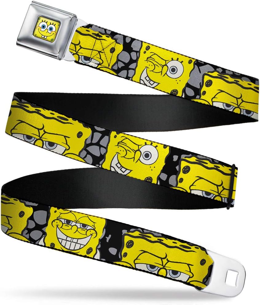 Nickelodeon Seatbelt Buckle Belt, SpongeBob Close Up Expressions Crackle