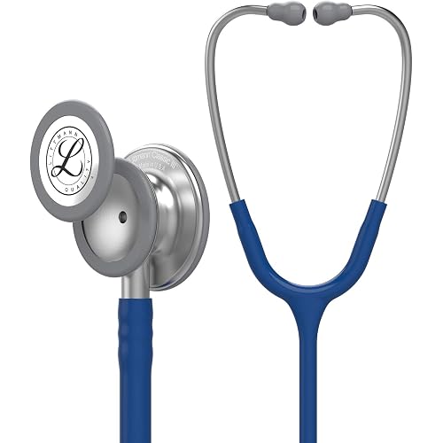 3M Littmann Classic III Monitoring Stethoscope, 5622, More Than 2X as Loud, Weighs Less, Stainless Steel Chestpiece, 27" Navy Blue Tube