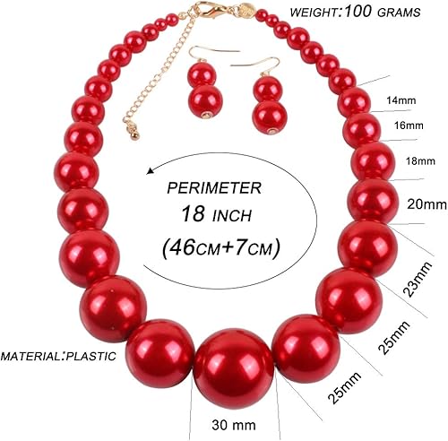 Miniatura 3 de KOSMOS-LI - Gargantilla de imitación de perlas grandes y aros combinados
