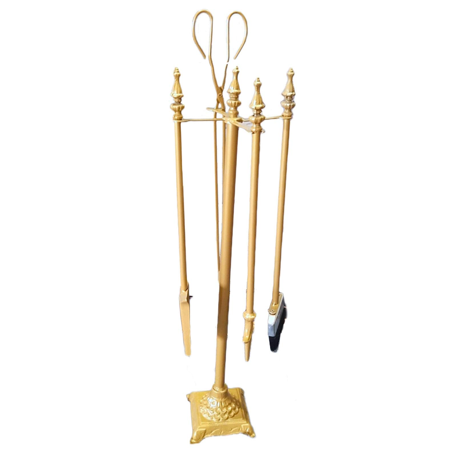 Set di Attrezzi per caminetto in Ferro battuto Resistente, con attizzatoio, Pala, pinze, Spazzola, Supporto per Camino Esterno, focolare, Stufa Vision