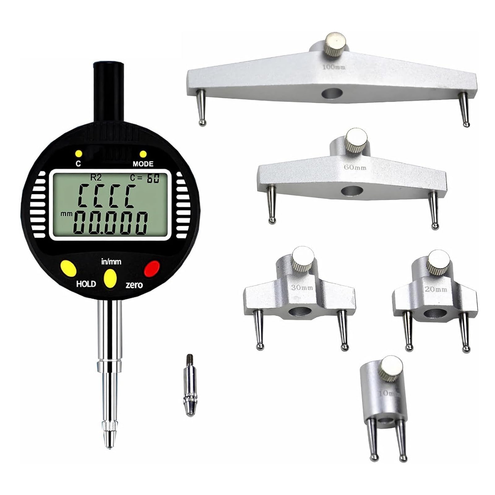 Digitales Radius-Messgerät, hohe Genauigkeit, elektronisches Radius-Messwerkzeug mit 5 austauschbaren Backen, Radiusbereich 5–700 mm für präzisionsmechanische Teile