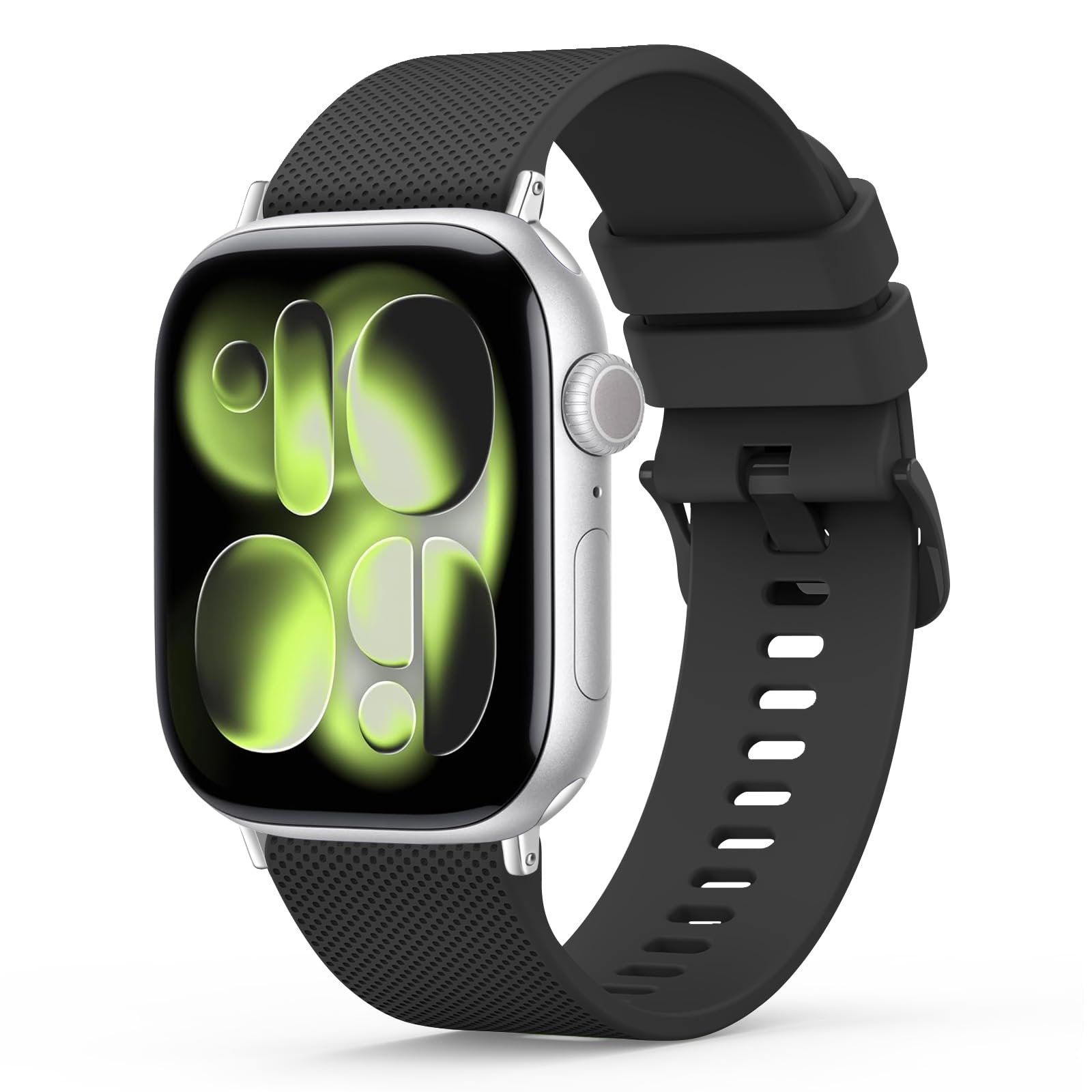 Strap for Apple Watch Strap 38mm 40mm 41mm 42mm 44mm 45mm 46mm 49mm, Silicone Sport Band for iWatch Series 10 9 8 7 6 5 4 3 2 1 SE, Women Men (Black,38/40/41/42mm(Series 10))
