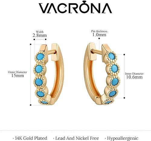 Miniatura 6 de VACRONA Gold Hoop Earrings Huggie for Women Cubic Zirconia 14k Gold Plated Small Huggie Hoops Earrings Hypoallergenic Jewelry Gifts