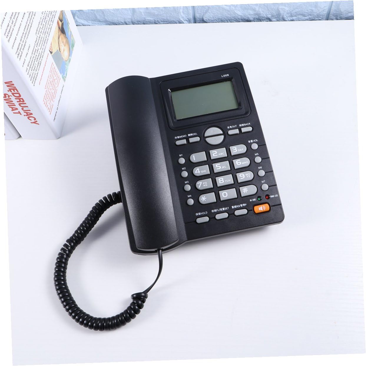 Telefono Fisso Doppio Nip e Identificazione Chiamante, Volume Suoneria Regolabile, Registrazione 50 Gruppi, in Plastica Nero per Casa e Negozio