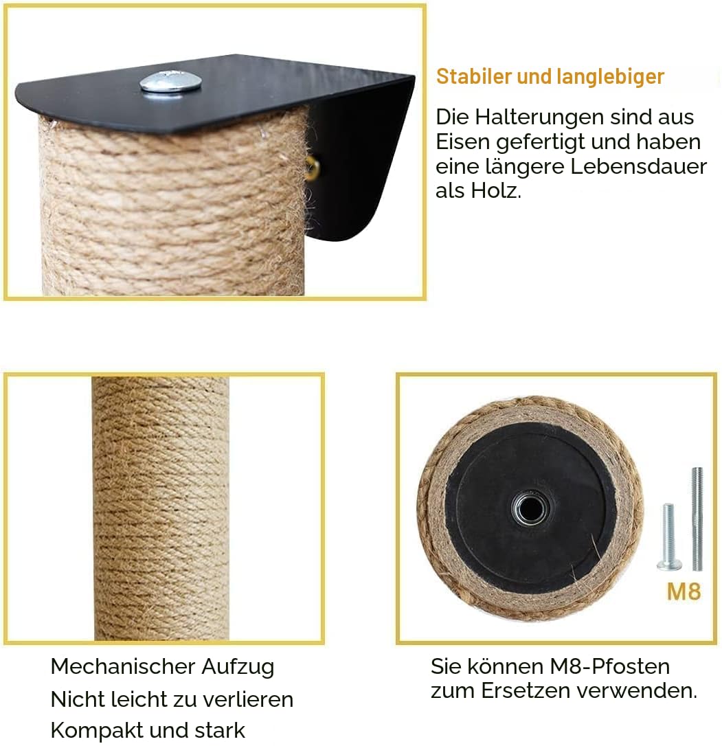81cm Katzenkratzbaum Wandmontage,Wand Kratzstamm,Kratzbaum Groß,Kratzsäule Katzen（Φ7）