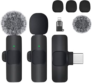 2 Pack mini Updated Model Wireless Professional Lavalier Microphone for Android, iPhone, iPad, Laptop, Interview, Live Streams, Video Recording, Podcast, Vlog, YouTube, Instagram.