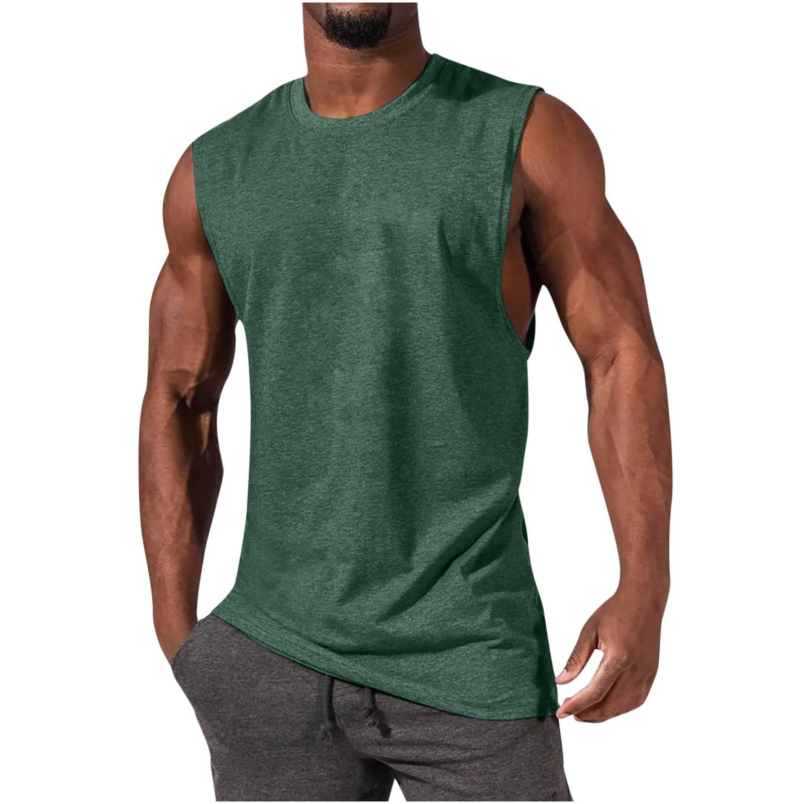 Men's Workout Tank Tops Gym Cut Off Sleeveless T Shirt Bodybuilding Fitness Muscle Athletic Tank Top Palm Tree Shirts Tee