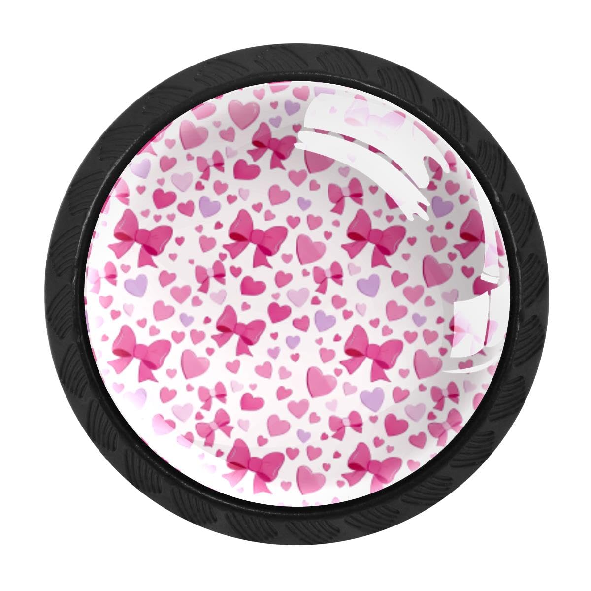 HEOEH 4 PCS Kitchen Cabinet Knobs, Pink Bows Drawer Knobs Dresser Handles