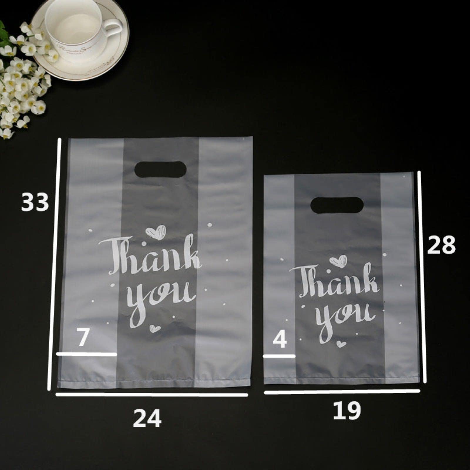 50pcs Thank You Plastic Gift Bags Shopping Packaging Bags with Handle Christmas Party Wedding Favors for Guests Decoration