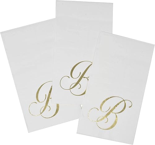 Miniatura 5 de Gift Boutique 100 servilletas doradas con monograma para invitados, letra B, paquete de papel desechable, elegante, metálica, de lámina dorada, para