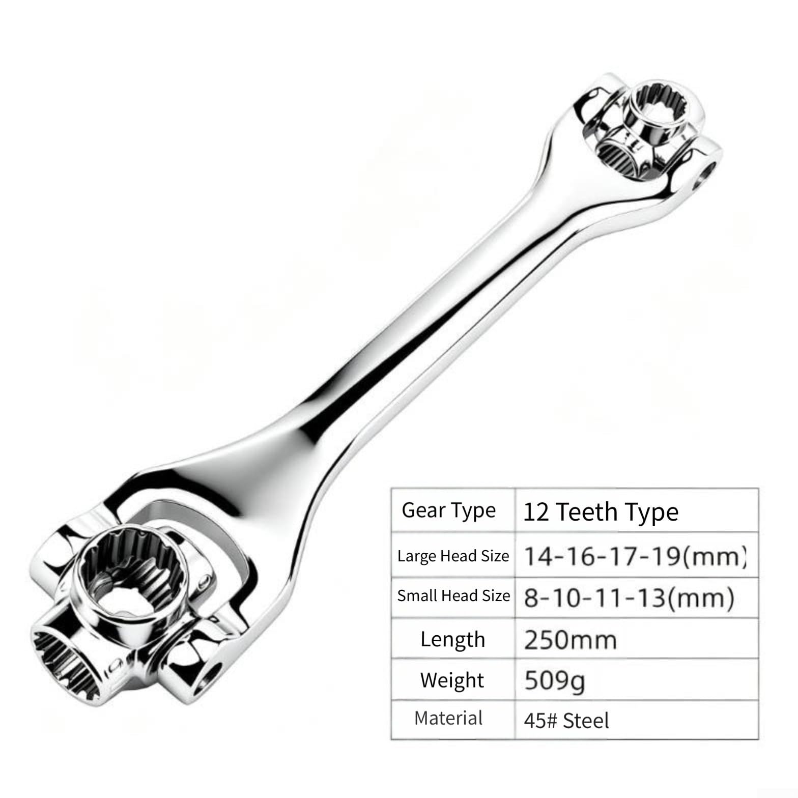 Llave de Trinquete Flexible Ajustable 8-21mm para acero Llave(8-19mm)