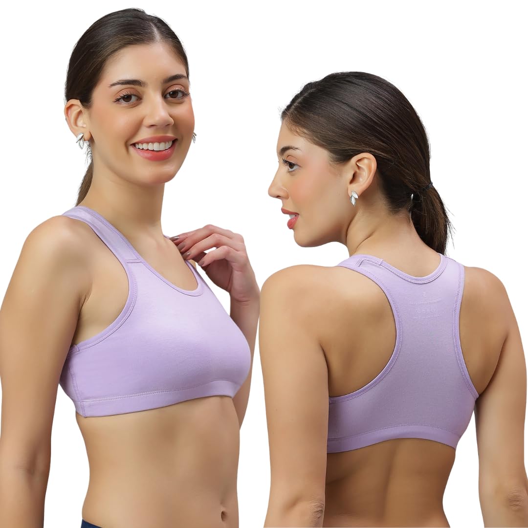 Cotton Spandex Sports Bra for Women | Soft Stretch Feel, Regular Fit, Lightweight & Breathable | Seamless Look & Comfortable | Ideal for Regular Use, Sports, Gym - Multipacks & Multi Colour-image-20