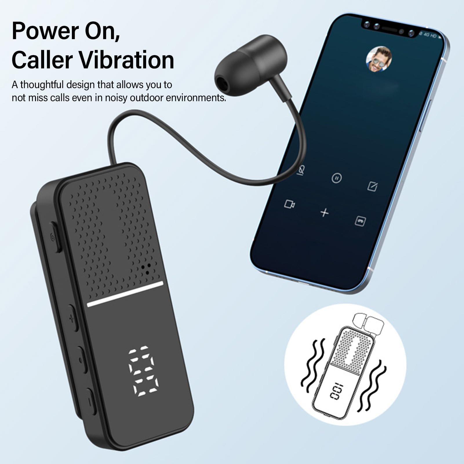 Auriculares Bluetooth con Cable Retráctil, Auriculares Inalámbricos V6.0, Clip de Micrófono de Cancelación de Ruido en el Auricular, Conectarse a 2 Teléfonos, para Conductor (Black)
