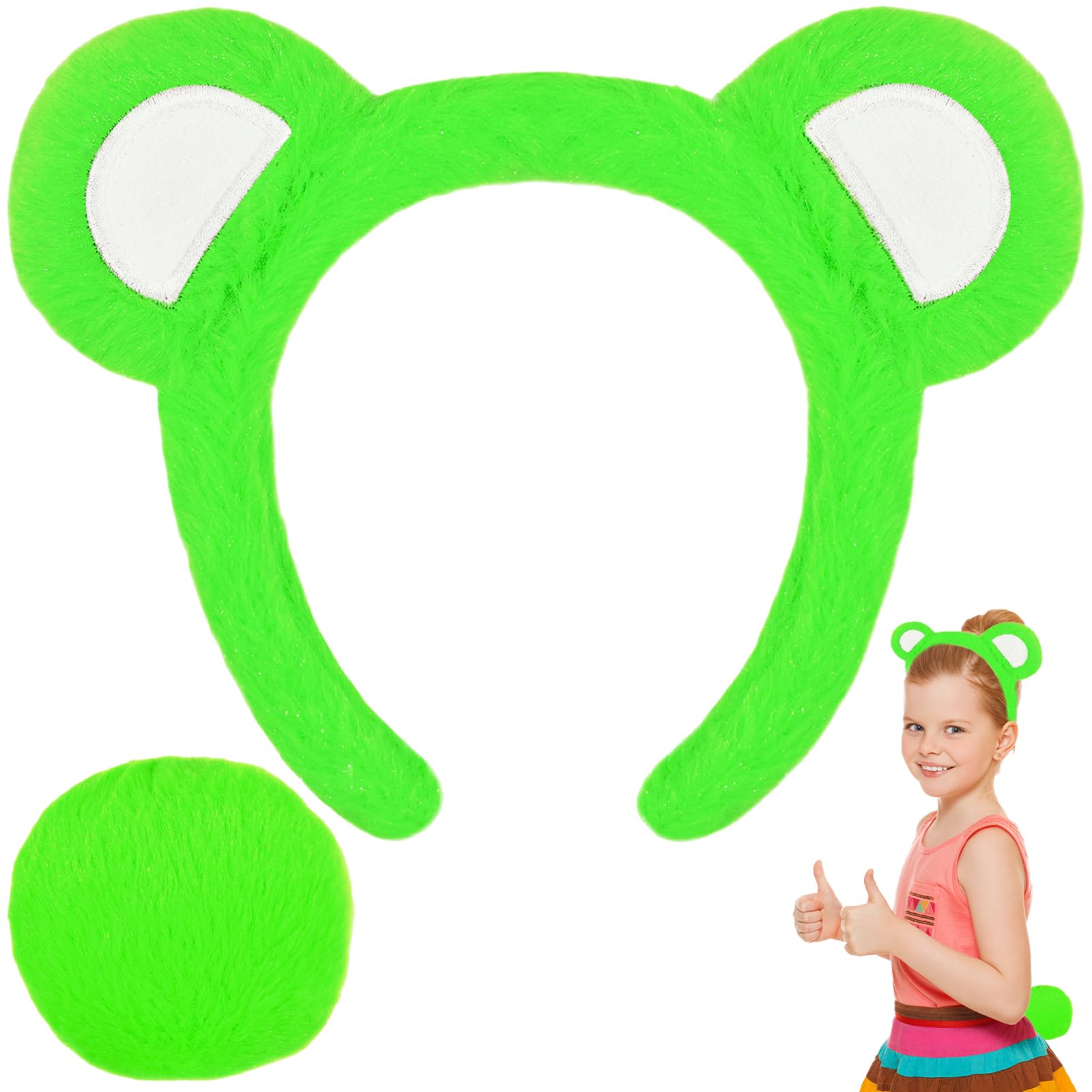 Btanadi Bear Ears Headband and Tail Set, Cute Bear Costume Accessories for Adults World Book Day Fancy Dress