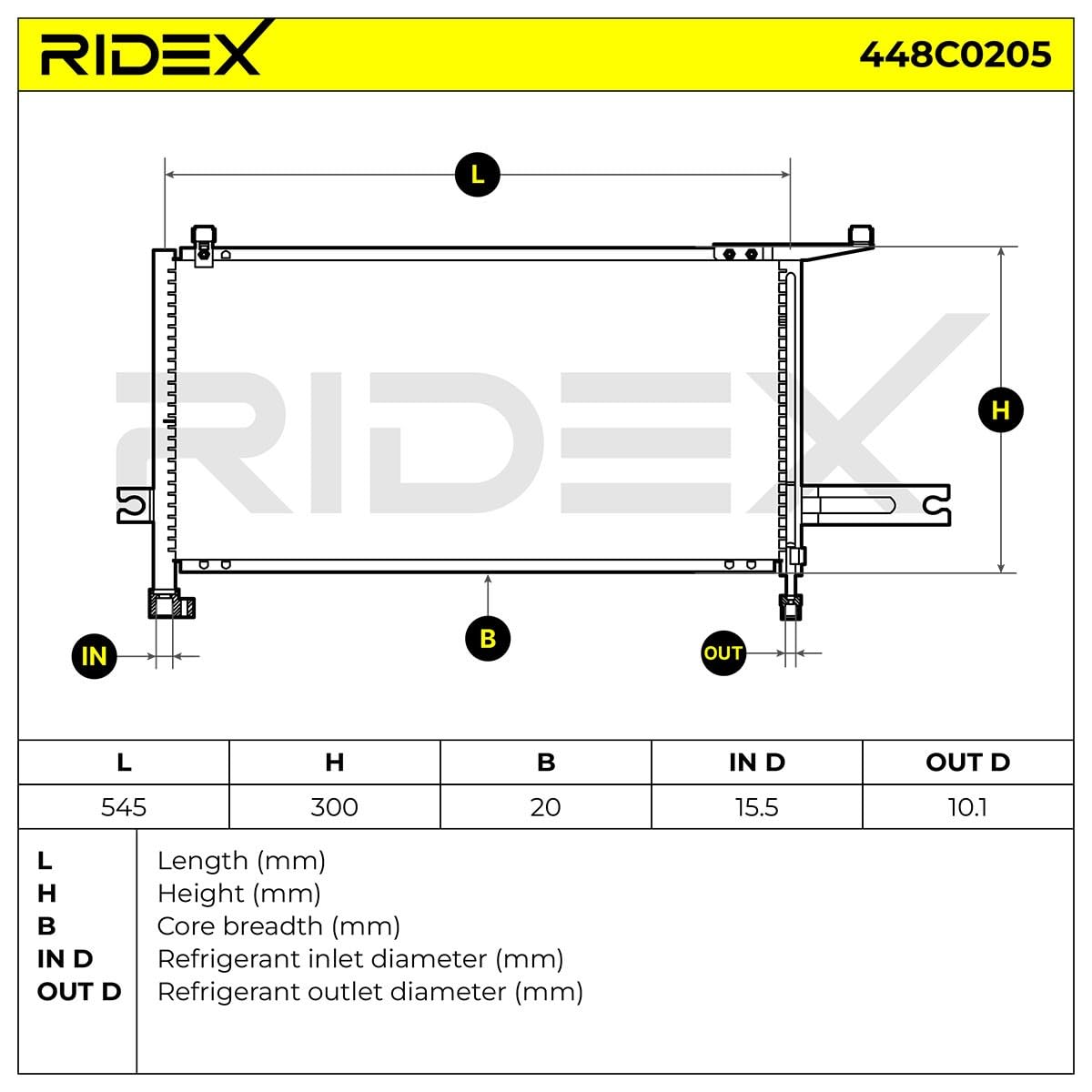 RIDEX 448C0205 Condensatore climatizzatore con essiccatore Compatibilità con FIAT PANDA 169