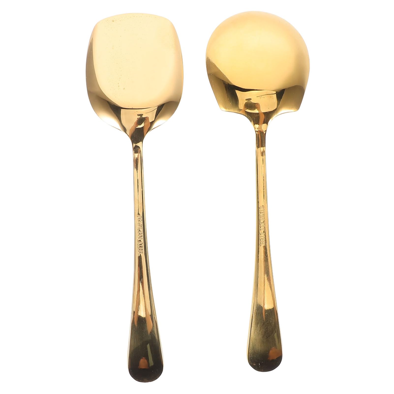 Cabilock 2Pcs Long Handle Stainless Steel Serving Spoons Soup and Buffet Utensils for Home and Restaurant Use and Easy to Clean Mirror Finish