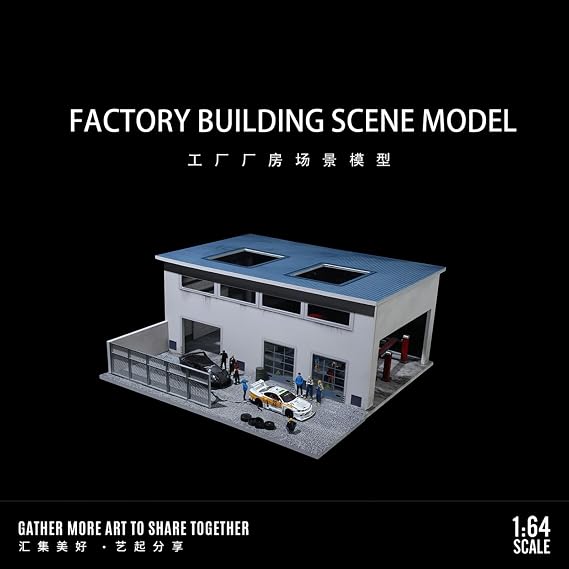 Diorama 1/64 Garage Model, LED Lighting City Factory Parking Lot
