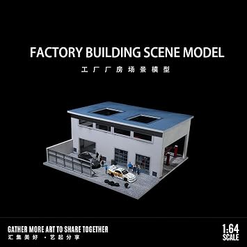 Diorama 1/64 Garage Model, LED Lighting City Factory Parking Lot