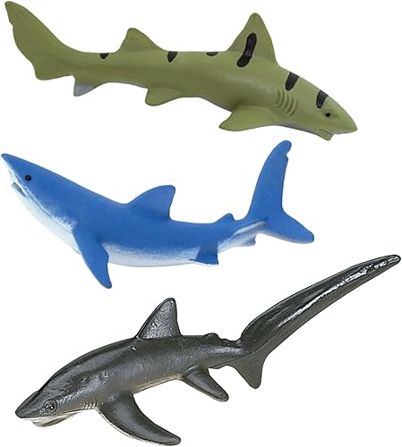 Miniatura 5 de Safari Ltd. Sharks TOOB - 11 mini figuras pintadas a mano incluyendo gran tiburón ballena, tiburón tigre, martillo, Mako y más - Figuras de juguete