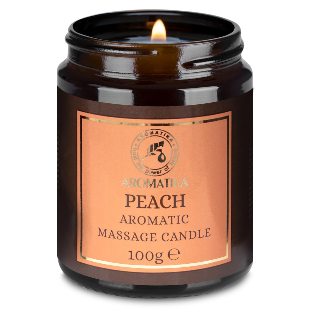 Vela de Masaje Durazno 100 g - Vela de Cera de Soja - Mezcla de Aceites de Coco y Almendras - Vela de Masaje y Relajación - Aromaterapia - Cosmética - Calmante