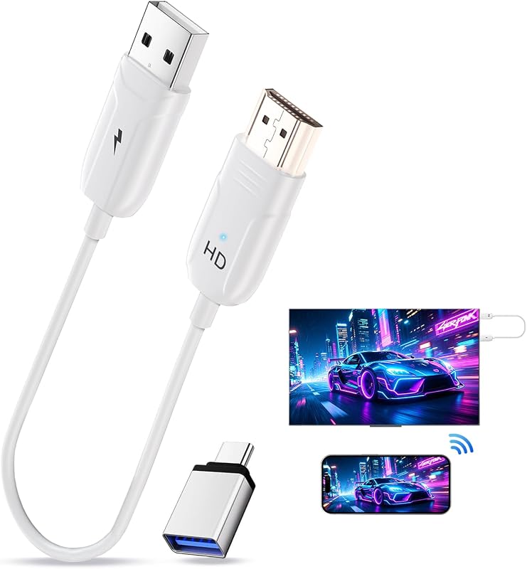 Wireless HDMI Display Adapter Plug and Play,Screen Mirroring Adapter | no wifi/bluetooth/app,Streaming Video for iPhone iPad PC to TV/Monitor/Projector,Support Airplay Miracast YouTube Tiktok etc