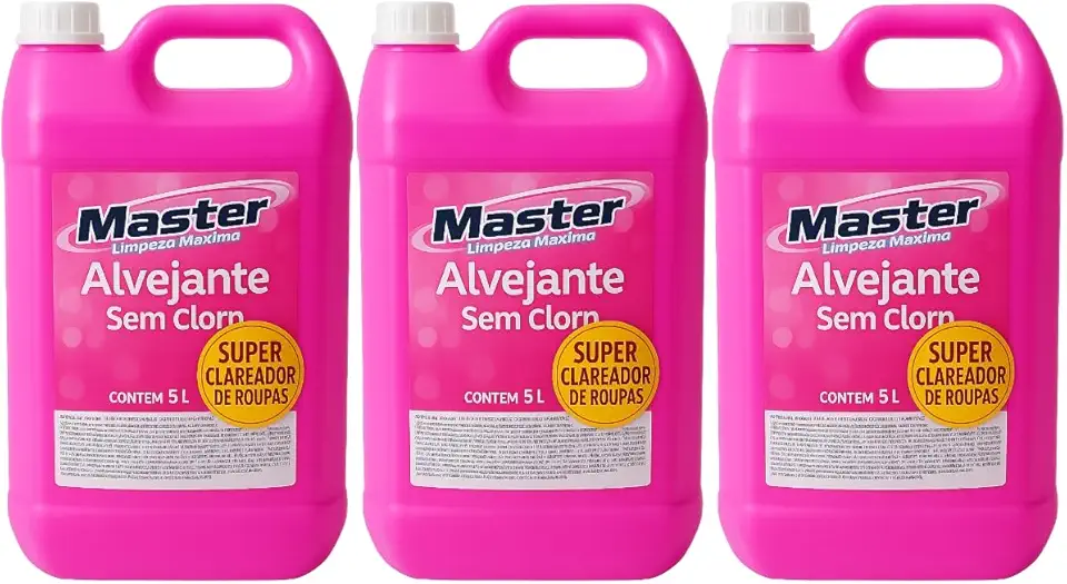 Alvejante Sem Cloro 15L (3x5L) – Kit Super Econômico para Roupas Brancas e Coloridas | Branqueamento Seguro
