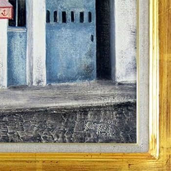 Amazon.co.jp: 井上覚造『街角のキャッフェ(F12号)』油彩画 風景画