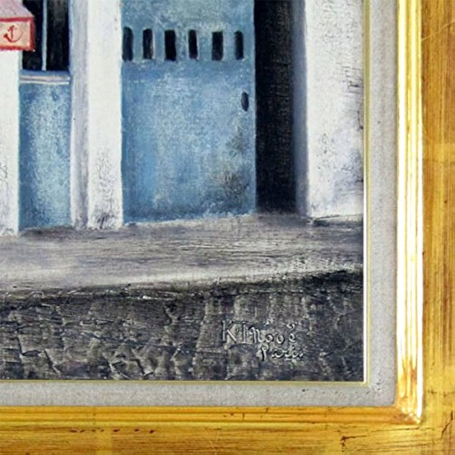 Amazon.co.jp: 井上覚造『街角のキャッフェ(F12号)』油彩画 風景画