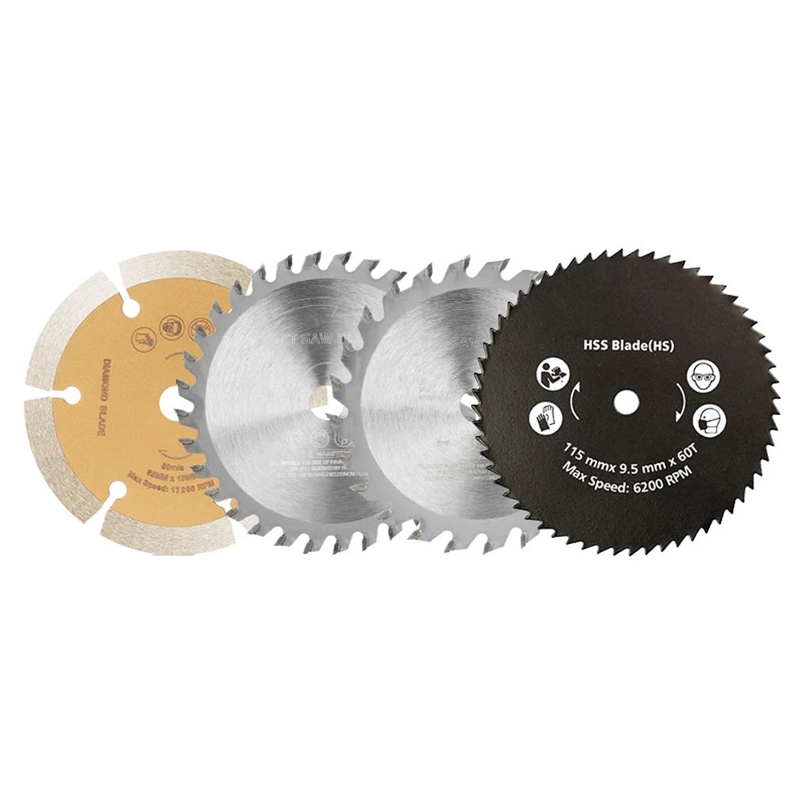 Diamentowe ostrze piły nożnej Tarcza tnąca TCT 115 mm do cięcia drewna, PVC i plastiku, 4 szt.(4pcs 115mm Set)