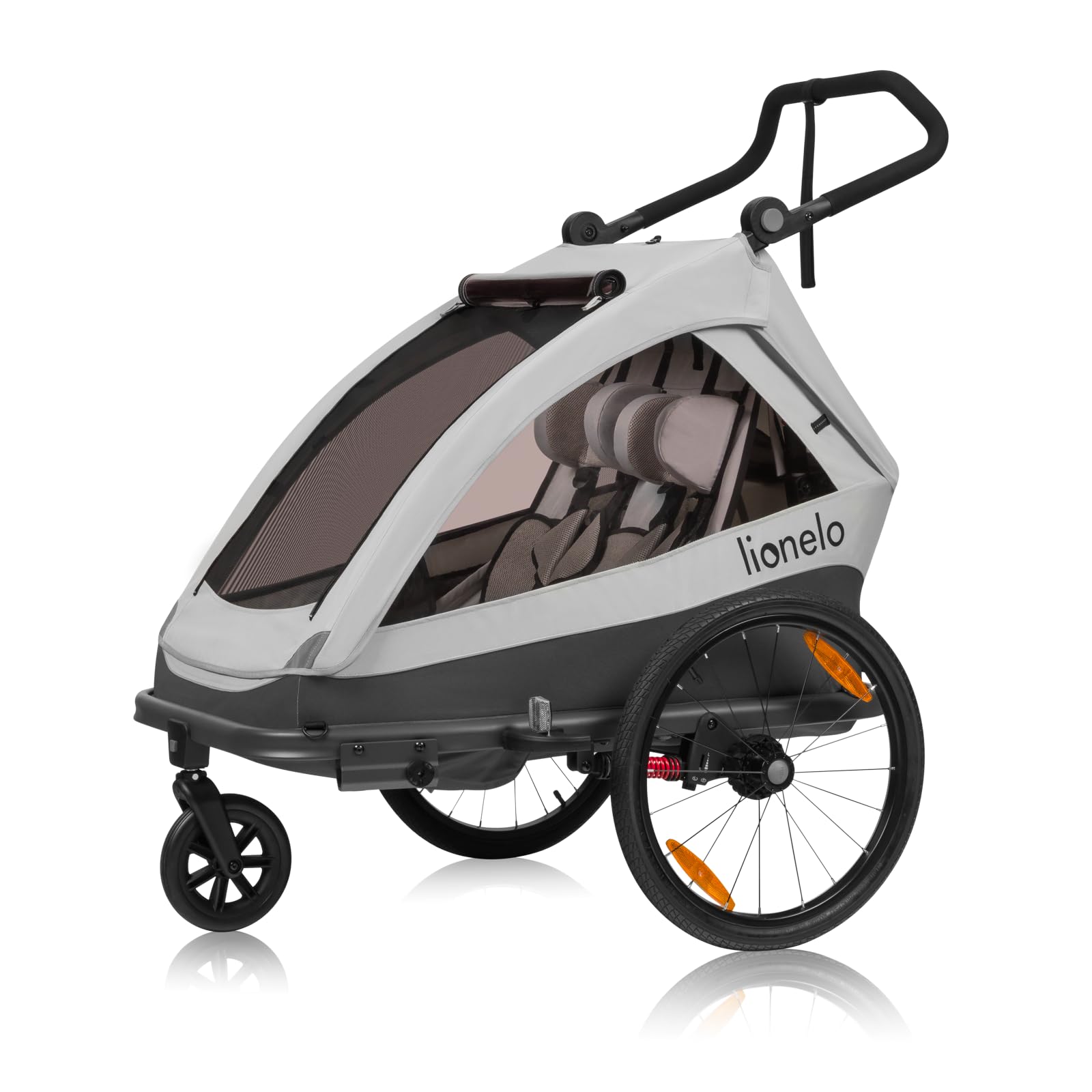 LIONELO Cama Remolque Infantil 2 en 1 para Bicicleta con función de Cochecito para 1 o 2 niños de 6 Meses a 6 años, Peso 2 x 22 kg, suspensión, Ruedas Grandes, Capota Impermeable