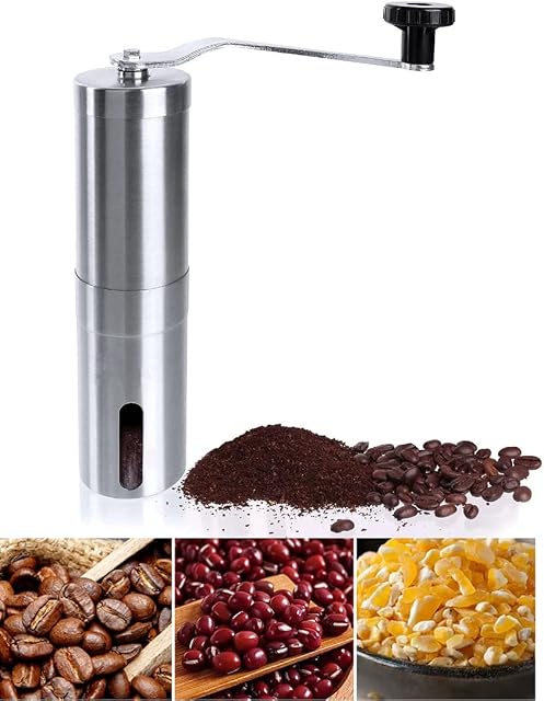Manual Coffee Bean Grinder Adjustable Coarseness Ceramic Hand Held Grinding Mill Stainless Steel