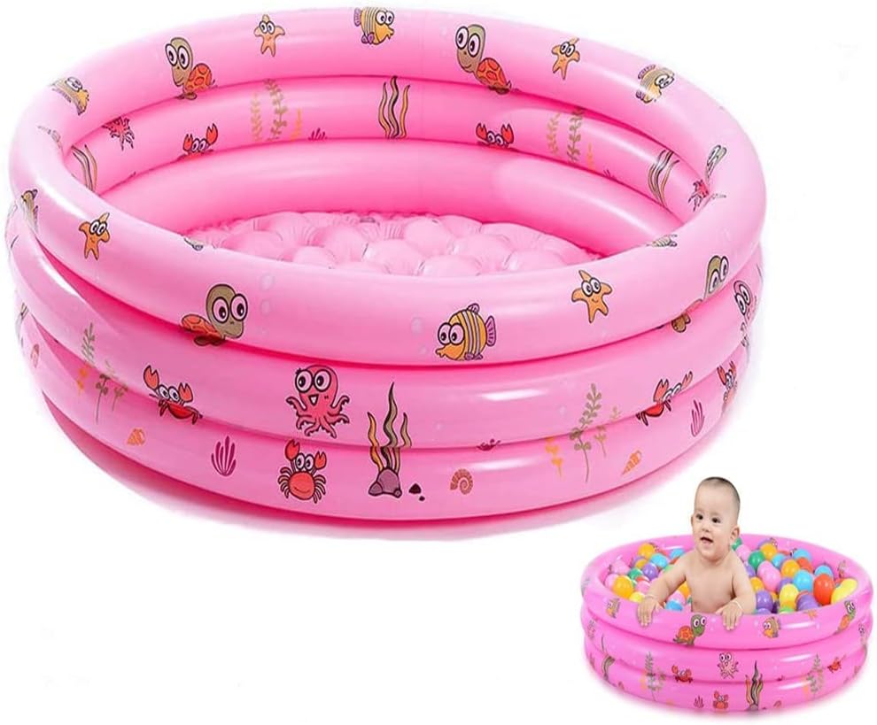 TERRIFI Inflatable Swimming Pool,Home Paddling Pool Family Inflatable Lounge Pool for Kids,Toddlers, Infant & Adult,51.2 * 15.7in Summer Water Party (Pink)