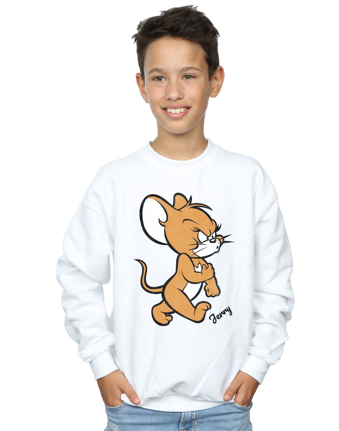 Absolute Cult Tom And Jerry Boys Angry Mouse Sweatshirt White 12-13 years