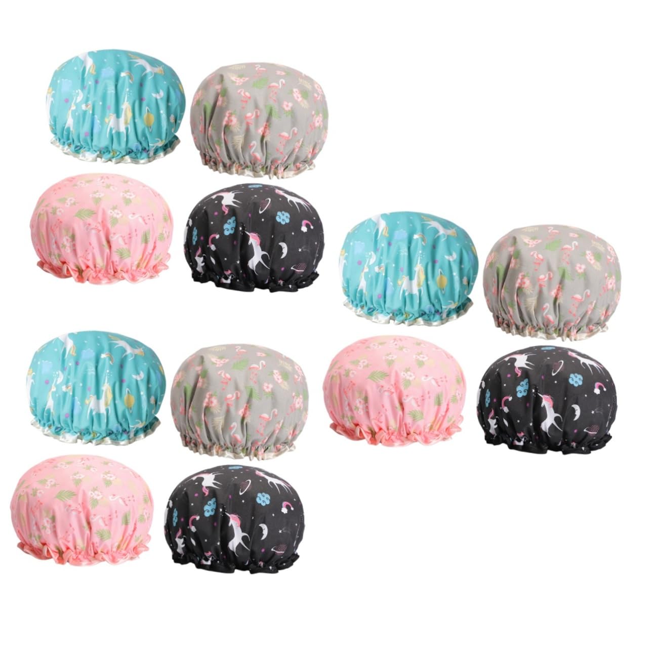 FRCOLOR 3er-sets Spa-mütze Doppellagige Duschhaube Bequemes Gummiband Universalgröße Für Damen 4 Stück X 3