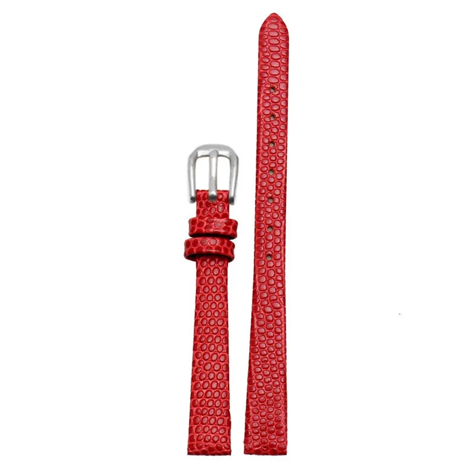 XMKT Cinturino in vera pelle da donna, 6 mm, 8 mm, 10 mm, 12 mm, in pelle di lucertola, piccolo orologio da polso con fibbia ad ardiglione
