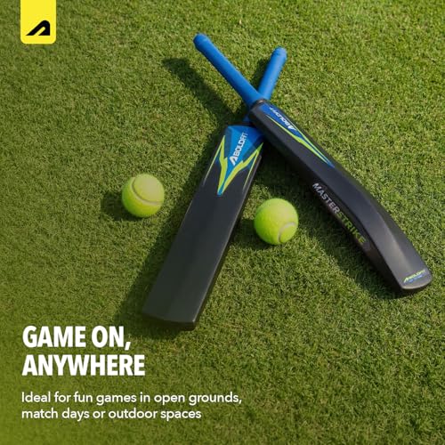 Image of Boldfit MasterStrike Plastic Cricket Bat Full Size Durable Bats for Tennis & Wind Ball Lightweight Adult & Teen Tournament Match Bat, Blue Green, Size 8