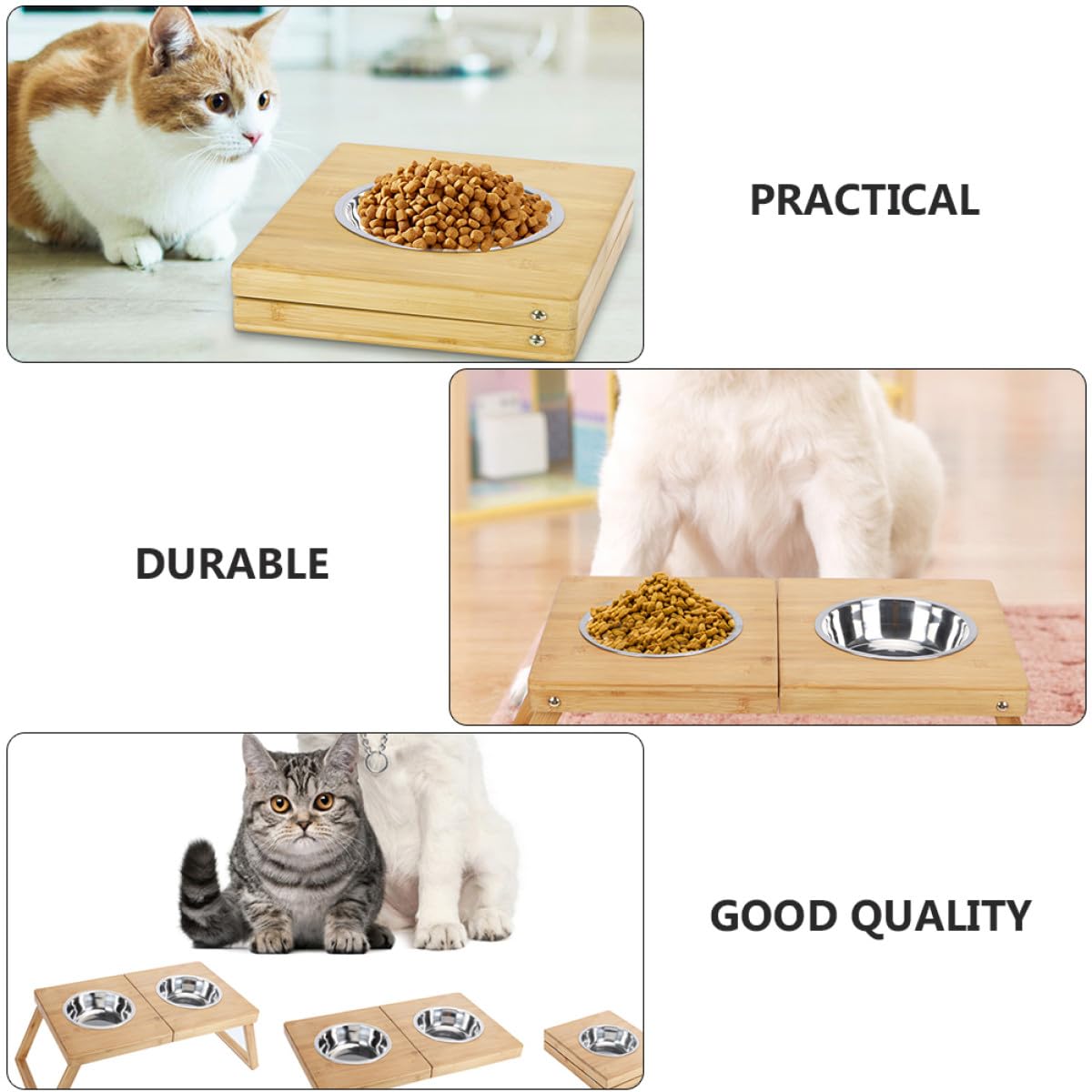 Angoily Soporte Plegable para Comederos de Mascotas Comedero de Acero Inoxidable para Perros para Gatos y Perros para Uso Interiores Soporte para Cómodo