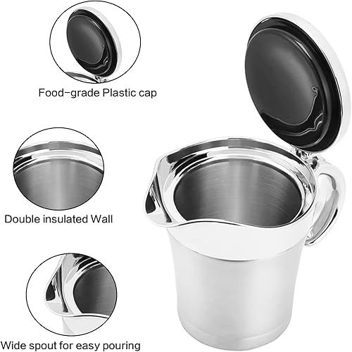 Miniatura 5 de Salsa térmica de acero inoxidable, 16 onzas, doble aislamiento, con tapa con bisagras, para cena familiar, Acción de Gracias, Halloween, Navidad