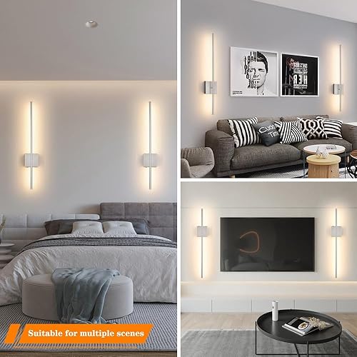 Miniatura 8 de Ditoon - Lámpara moderna LED de pared con interruptor de encendidoapagado cable de enchufe de 39 38 pulgadas luz blanca cálida decoración para sala