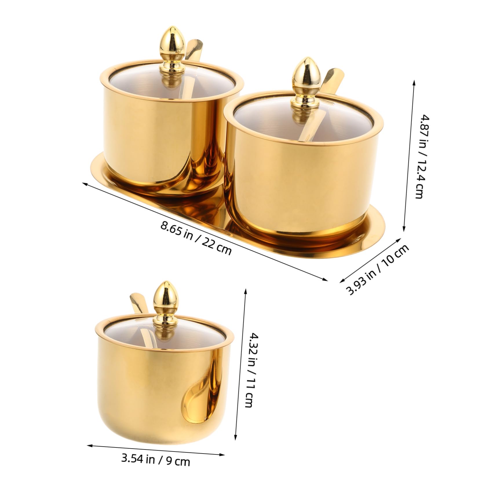 MAGICLULU Edelstahl Gewürzbox mit Glasdeckel Löffel und Tablett Multifunktionaler Küchen Gewürzbehälter für Salz Zucker und Gewürze Praktischer Gewürzorganizer mit Transparentem Sichtdeckel
