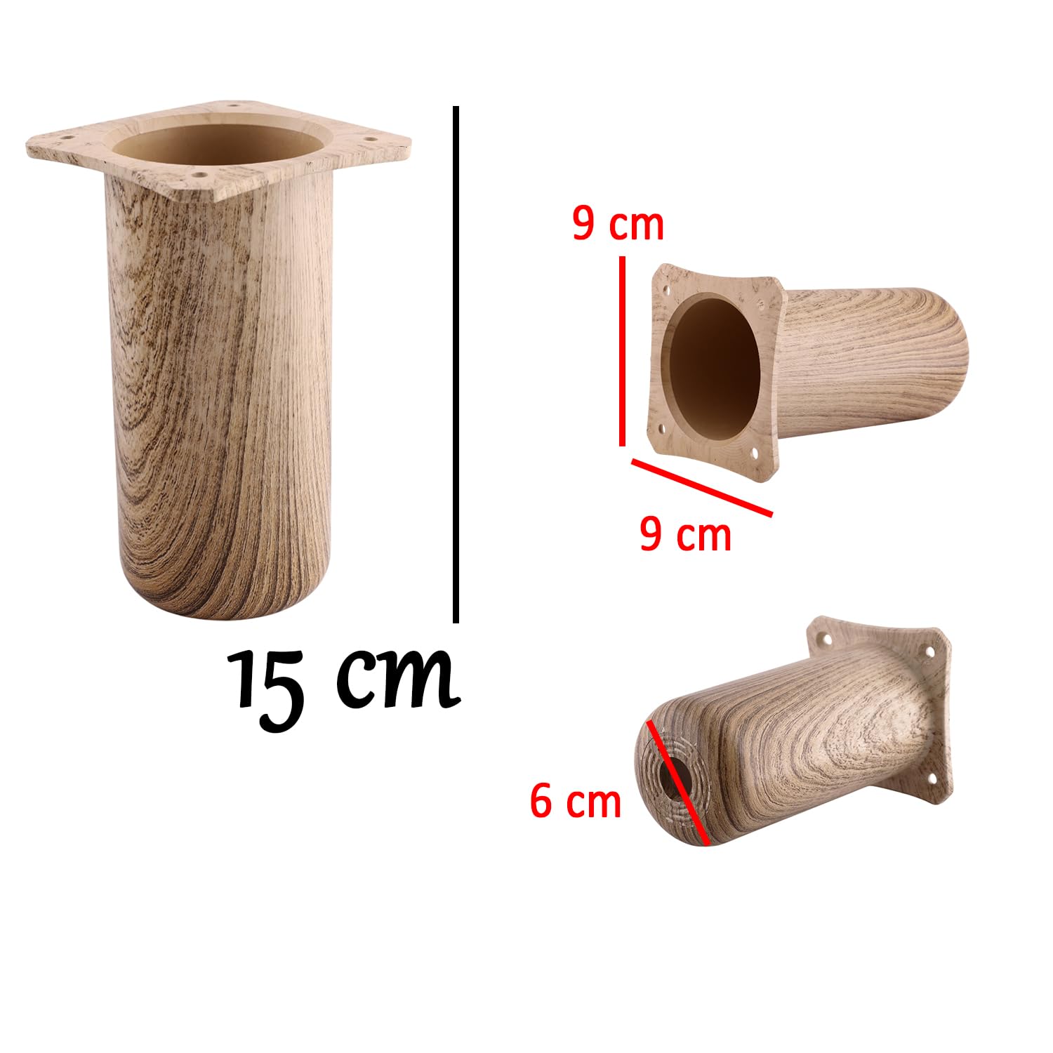 Plastik Liva Doğal Meşe 15 cm Mobilya Kanepe Koltuk Baza Yükseltici Yükseltme Ayağı Ayakları