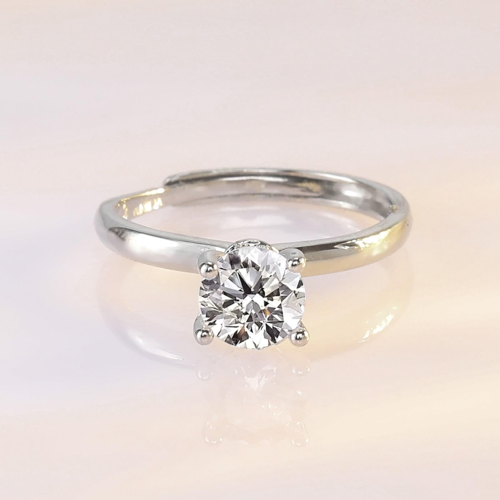 Wycian Pierścionki przyjaźni białe złoto pierścień strażnik 18K laboratoryjny diament klasyczny 4 bolce okrągłe 1 ct cyrkonia sześcienna 6,5 mm rozmiar H 1/2 moda dla siostry biżuteria walentynkowa