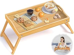 Life Bandeja de Cama de Bambu - Mesa de Café da Manhã Dobrável Com Pernas, Servir Notebook