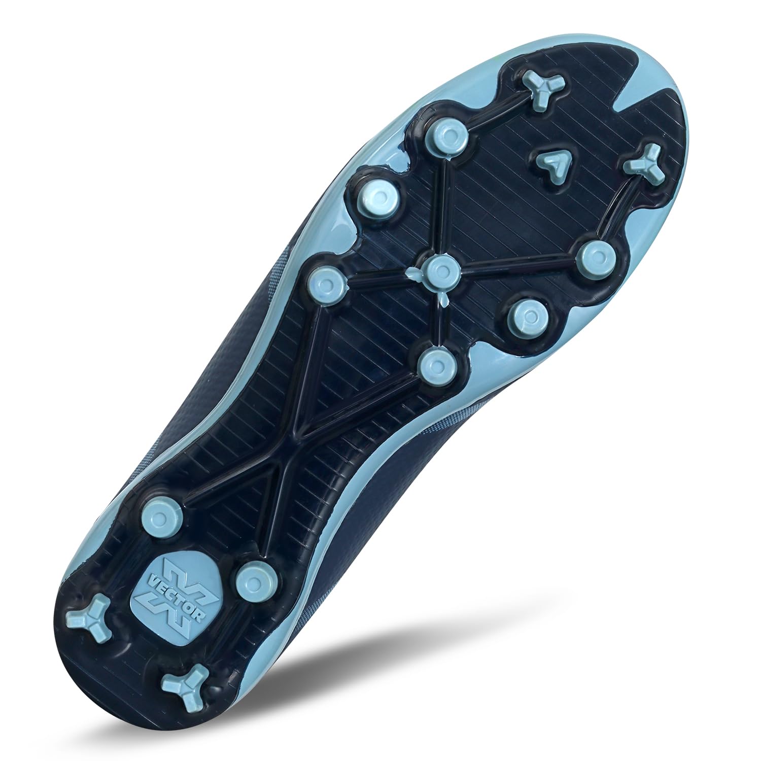 Vector X Maestro 3D Texture TPU Fusing Upper with TPU Sole, Sock for Grip, Soccer Football Studs, Durbale, Lightweight (Navy-Grey) Size-6 3