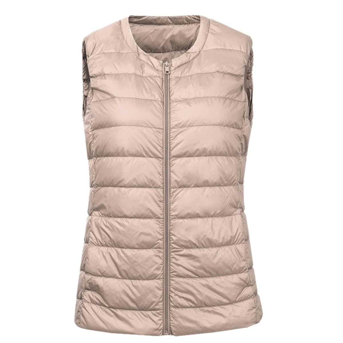 Chaleco de talla grande para mujer, chaleco cálido ultra ligero, chaleco portátil sin mangas, forro cálido de invierno, caqui, S