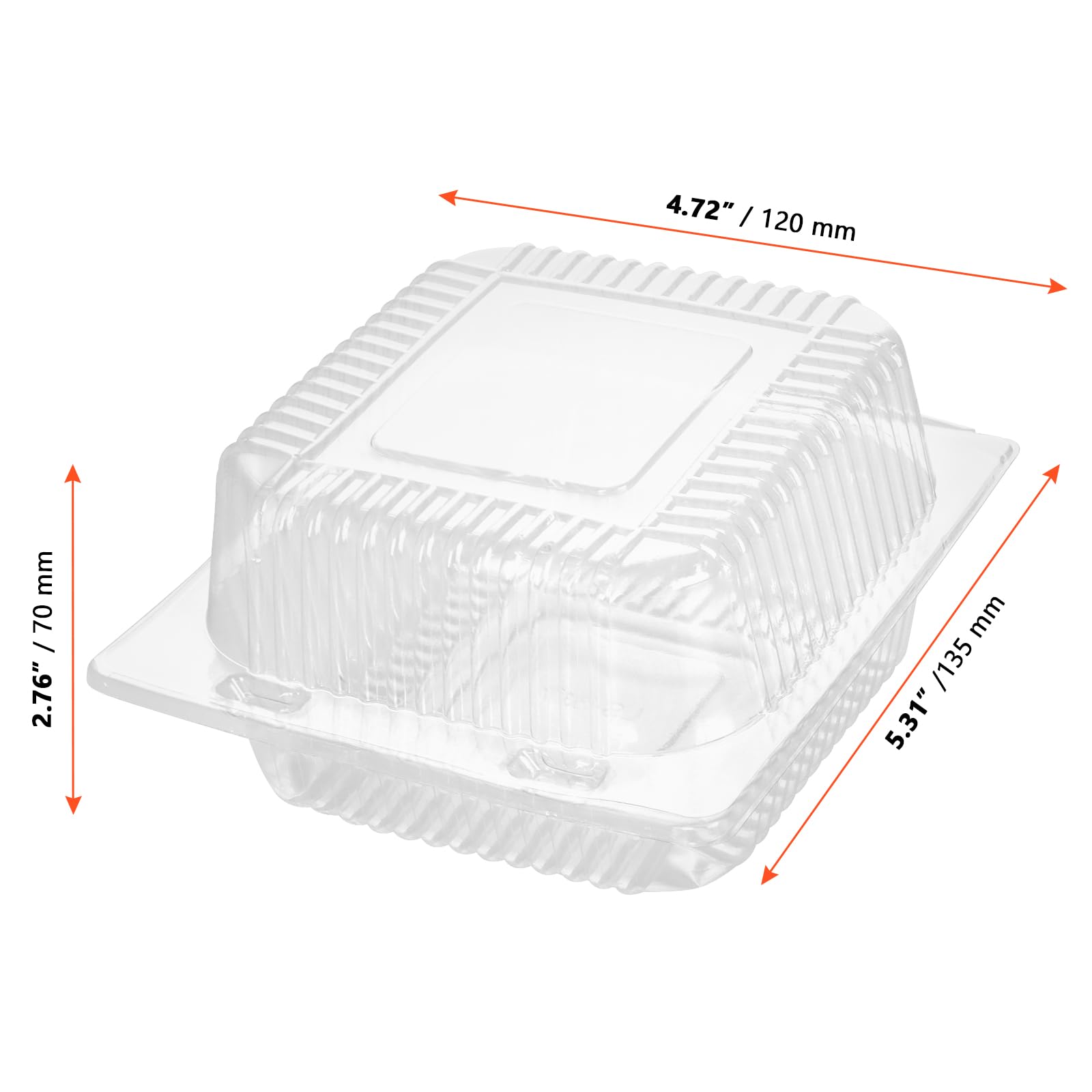 SINJEUN 200 scatole per torte da 13 cm, contenitori singoli trasparenti per cupcake, piccole scatole quadrate con coperchio, per porzioni di torte, pane, hamburger, panini, dessert