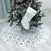 White christmas tree skirt 48 inches large red flannel tree mat with gilded christmas patterns skirt for xmas tree holiday party decorations indoor outdoor with 1 christmas stocking white  urban country home decor