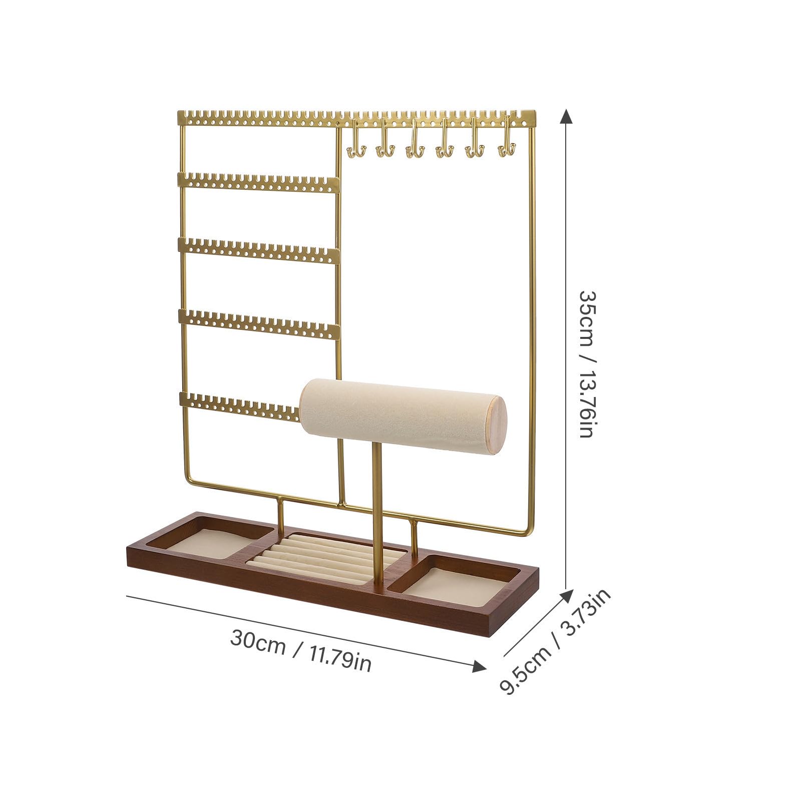 minkissy Organizador de Joyas de Mesa Multiusos en Hierro Dorado Varios Niveles para Collares, Pendientes y Anillos, Soporte Elegante y Funcional para Exhibición
