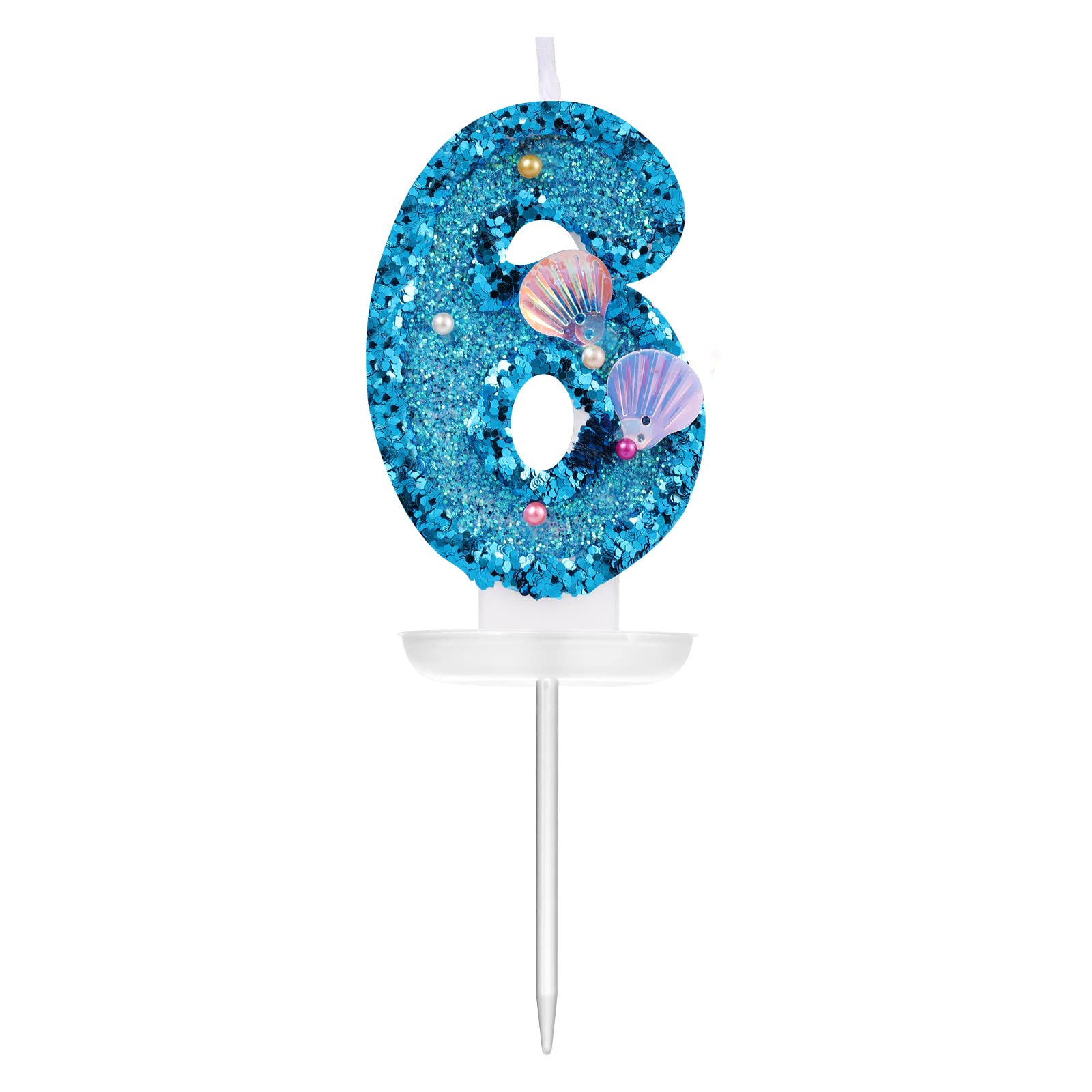 7,5cm Candele Di Compleanno Con Numeri, Blu Candele Numero Paillettes